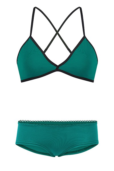 Set: Bio bra + hipster panties, smaragd from Frija Omina