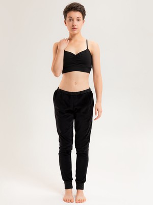 Organic velour pants Hygge black / black from Frija Omina