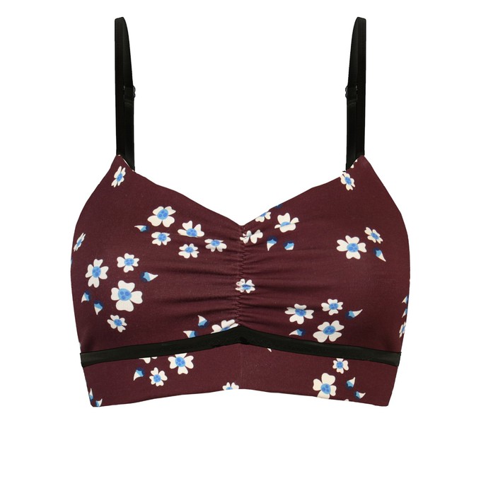 Organic bustier Yoga Daisy aubergine (red) from Frija Omina