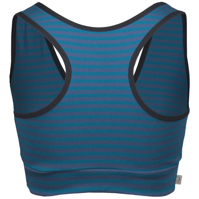 Organic sports top Athla teal-indico stripes (blue) from Frija Omina