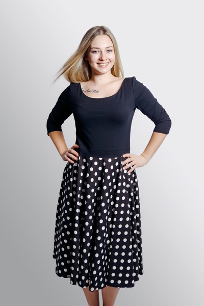 Organic dress Vrida, black / white dots from Frija Omina