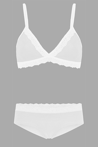 Set: Bio bra + hipster panties Spitze, white from Frija Omina