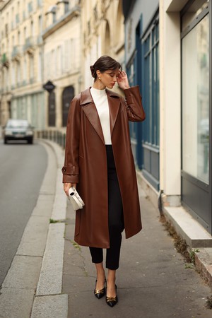 Nadine Faux Leather Trench Coat from GAÂLA