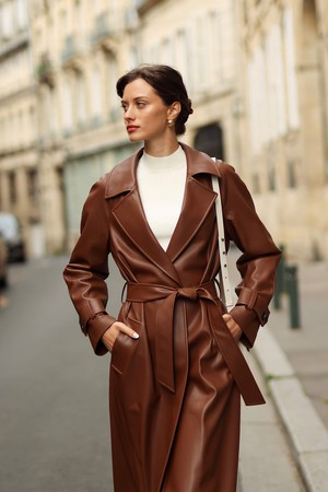 Nadine Faux Leather Trench Coat from GAÂLA