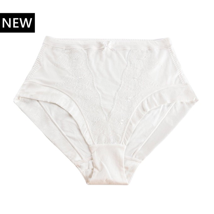 Snowdrop - Silk & Organic Cotton Full Brief in White from JulieMay Lingerie