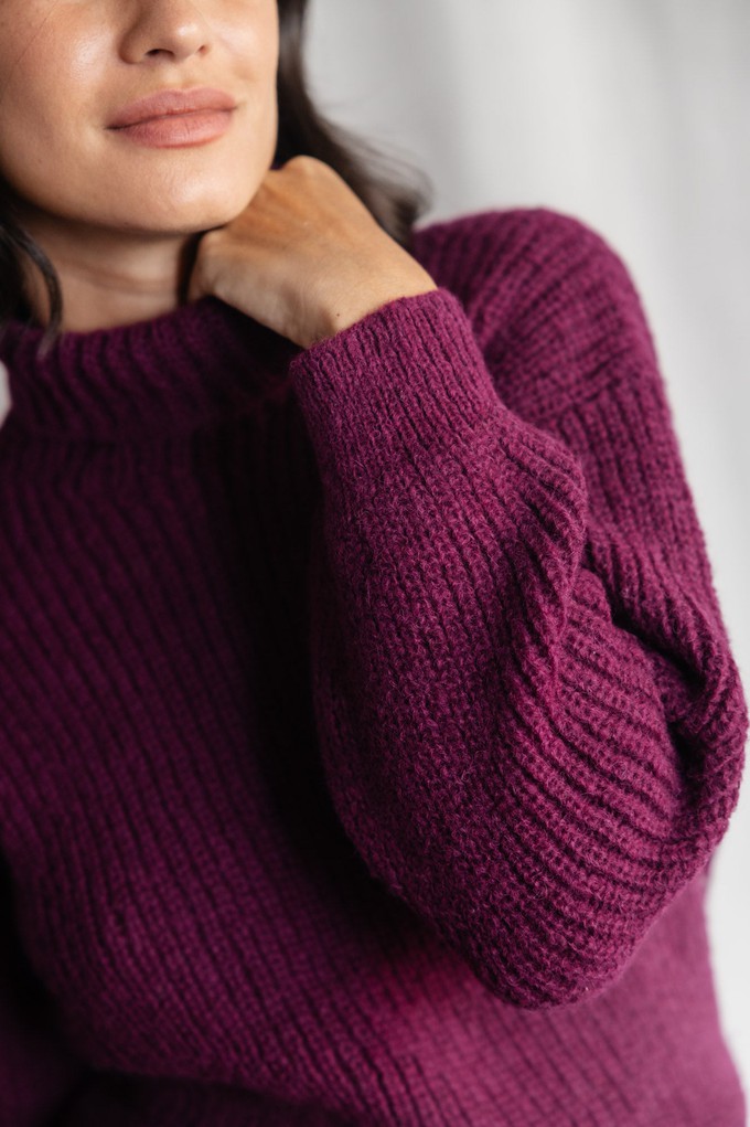 Baby Alpaca Turtleneck Knitted Sweater Suave Berry from Jyoti - Fair Works