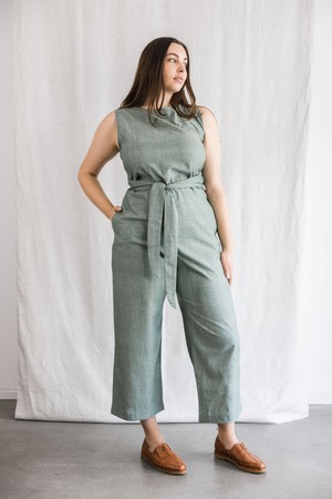 Organic cotton jumpsuit Anusha Eucalyptus from Jyoti - Fair Works