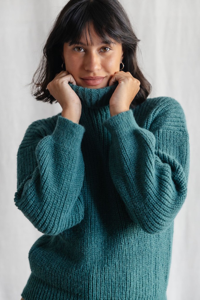 Baby Alpaca Turtleneck Knitted Sweater Suave Ocean from Jyoti - Fair Works