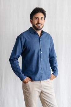 Organic cotton denim shirt Nakshita Denim via Jyoti - Fair Works