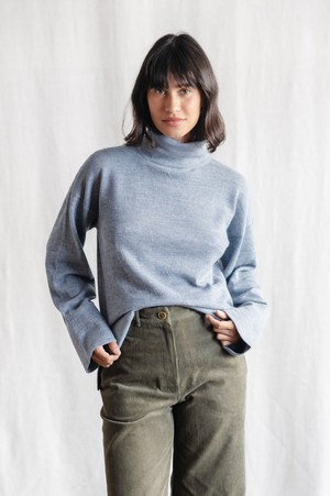 Baby Alpaca Turtleneck Knitted Sweater Atico Light Blue from Jyoti - Fair Works