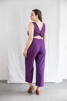 Organic cotton jumpsuit Anusha blackberry via Jyoti - Fair Works