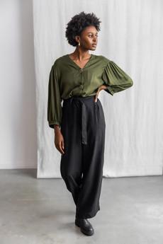 Hemp/Tencel Highwaist Pants Hamina Black via Jyoti - Fair Works