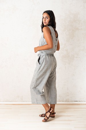 Organic Cotton Jumpsuit Jalina Light Grey from Jyoti - Fair Works