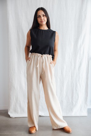 Hemp/Tencel Drawstring Pants Jamuna Sand from Jyoti - Fair Works