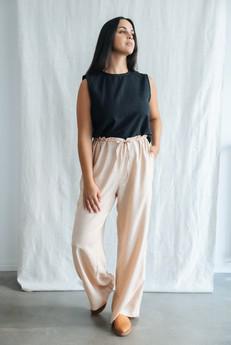 Hemp/Tencel Drawstring Pants Jamuna Sand via Jyoti - Fair Works