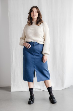 Organic cotton denim skirt Aleena Denim from Jyoti - Fair Works