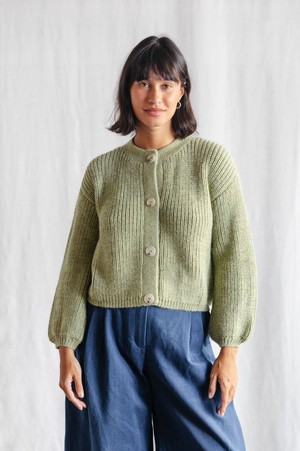 Baby Alpaca Knitted Cardigan Betana Light Green from Jyoti - Fair Works