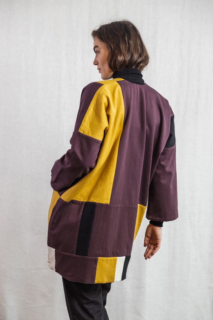 Cotton summer jacket Vasavi Patchwork Aubergine from Jyoti - Fair Works