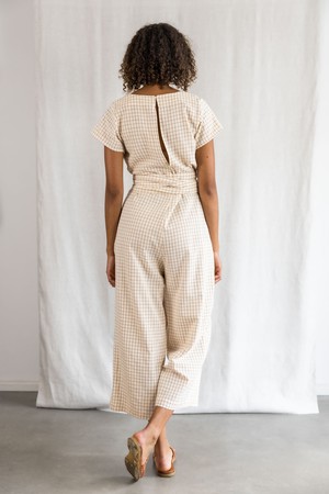 Cotton jumpsuit Nirav Cream Checks from Jyoti - Fair Works