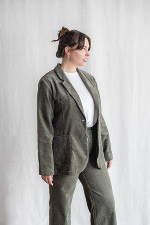 Organic Cotton Corduroy Blazer Sharad Pistachio from Jyoti - Fair Works