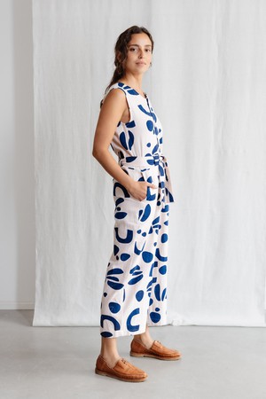 Organic cotton jumpsuit Daksha print Atlantic from Jyoti - Fair Works