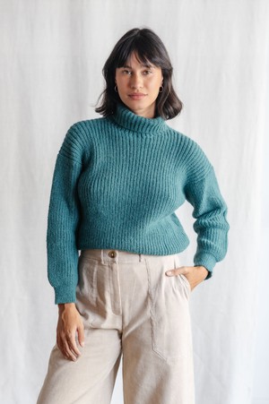 Baby Alpaca Turtleneck Knitted Sweater Suave Ocean from Jyoti - Fair Works