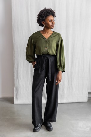 Hemp/Tencel Highwaist Pants Hamina Black from Jyoti - Fair Works