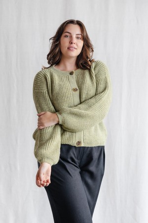 Baby Alpaca Knitted Cardigan Betana Light Green from Jyoti - Fair Works