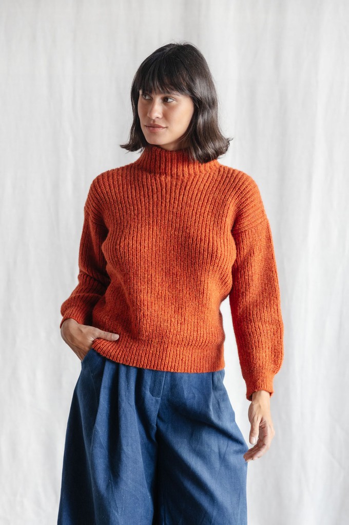 Baby Alpaca Turtleneck Knitted Sweater Suave Rust from Jyoti - Fair Works