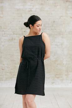 Organic Cotton Dress Renuka Ikat Black via Jyoti - Fair Works