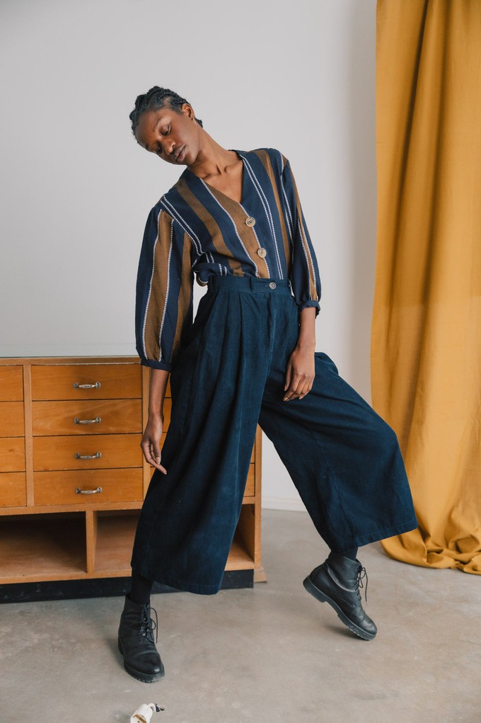 Organic Cotton Corduroy Culotte Awa Night Blue from Jyoti - Fair Works