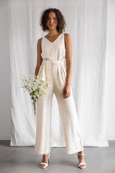 Peace-Silk Jumpsuit Parvani cream white via Jyoti - Fair Works