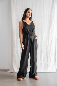 Hemp/Tencel Jumpsuit Parvani Black via Jyoti - Fair Works