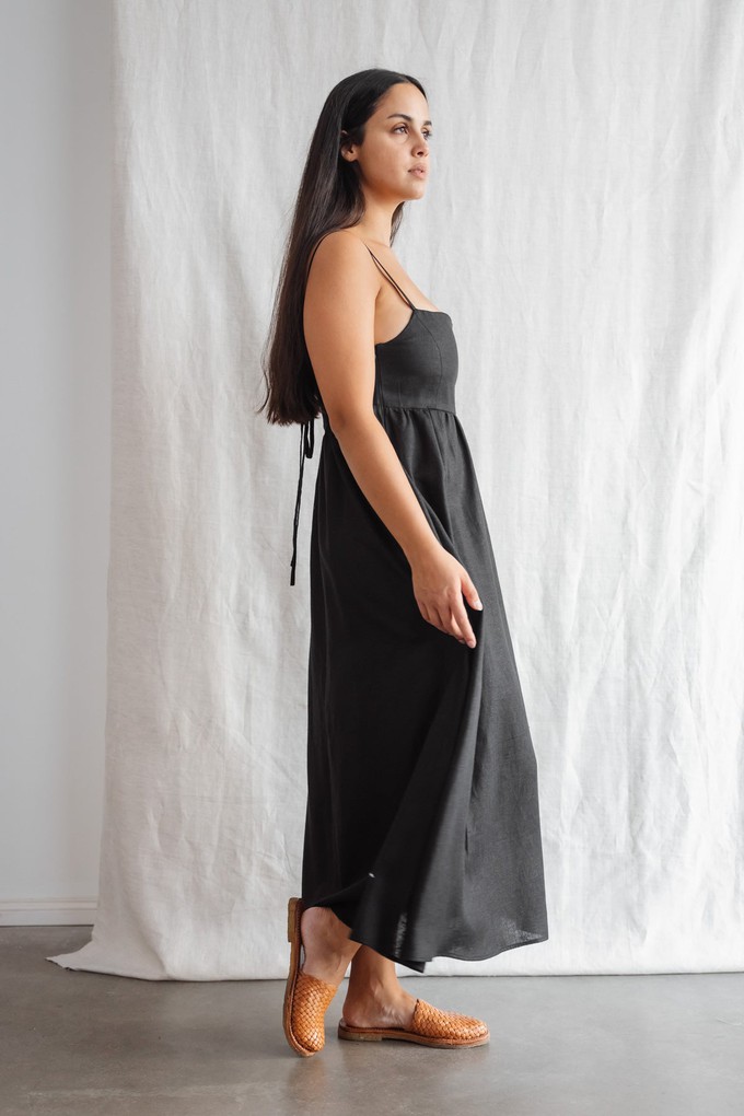 Hemp/Tencel strap dress Saranya Black from Jyoti - Fair Works