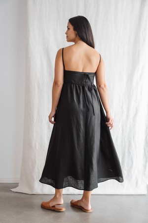 Hemp/Tencel strap dress Saranya Black from Jyoti - Fair Works