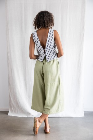 Organic Cotton Culotte Padma Lime Green from Jyoti - Fair Works