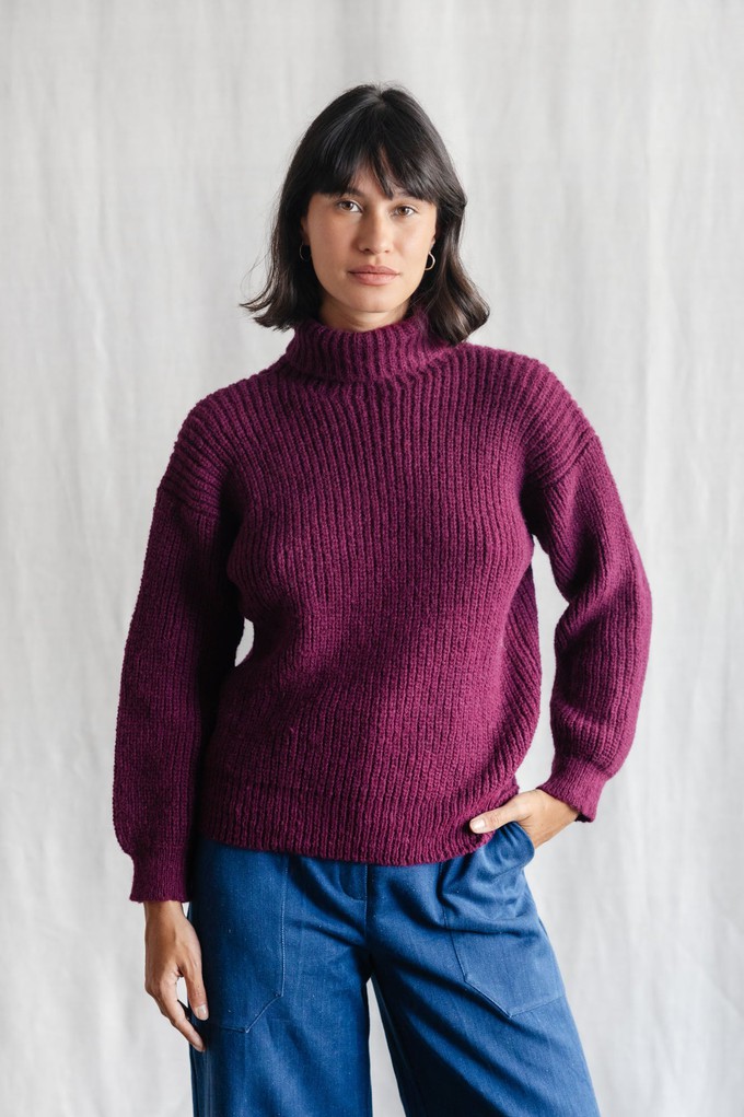 Baby Alpaca Turtleneck Knitted Sweater Suave Berry from Jyoti - Fair Works