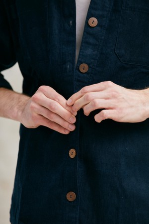 Organic Cotton Corduroy Shacket Kal Night Blue from Jyoti - Fair Works