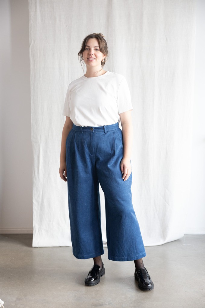 Organic cotton denim culottes Awa Denim from Jyoti - Fair Works