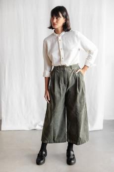 Organic Cotton Corduroy Culotte Awa Pistachio via Jyoti - Fair Works