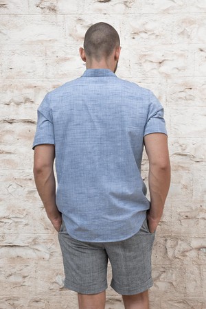 Cotton Short Sleeve Shirt Harilal Light Blue from Jyoti - Fair Works