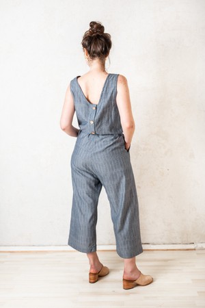 Organic Cotton Jumpsuit Jalina Pinstripe Blue from Jyoti - Fair Works