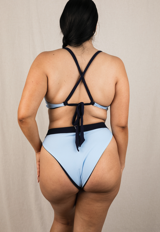 MAYA BOTTOM in Reversible Blue & Baby Blue from Kaly Ora