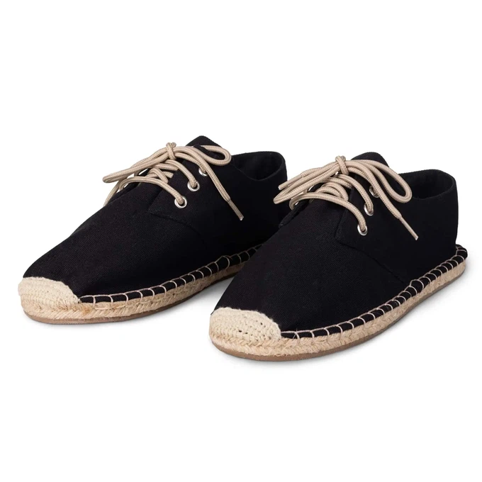 Jet Black Lace Up Espadrilles for Men from Kingdom of Wow!
