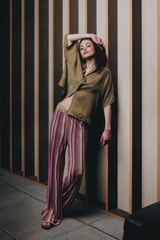 TALITH - Linen Knit Trouser - Stripe via KOMODO