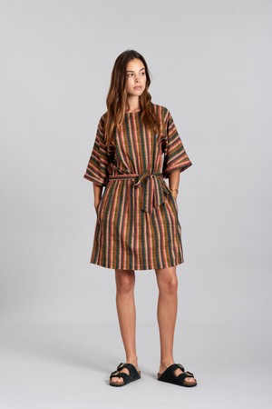 AZUL - Organic Cotton Weave Stripe Dress Green from KOMODO