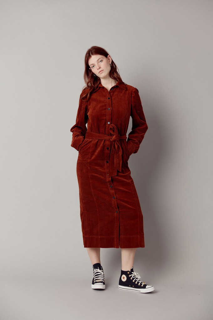 REINA - Organic Cotton Cord Dress Chestnut from KOMODO