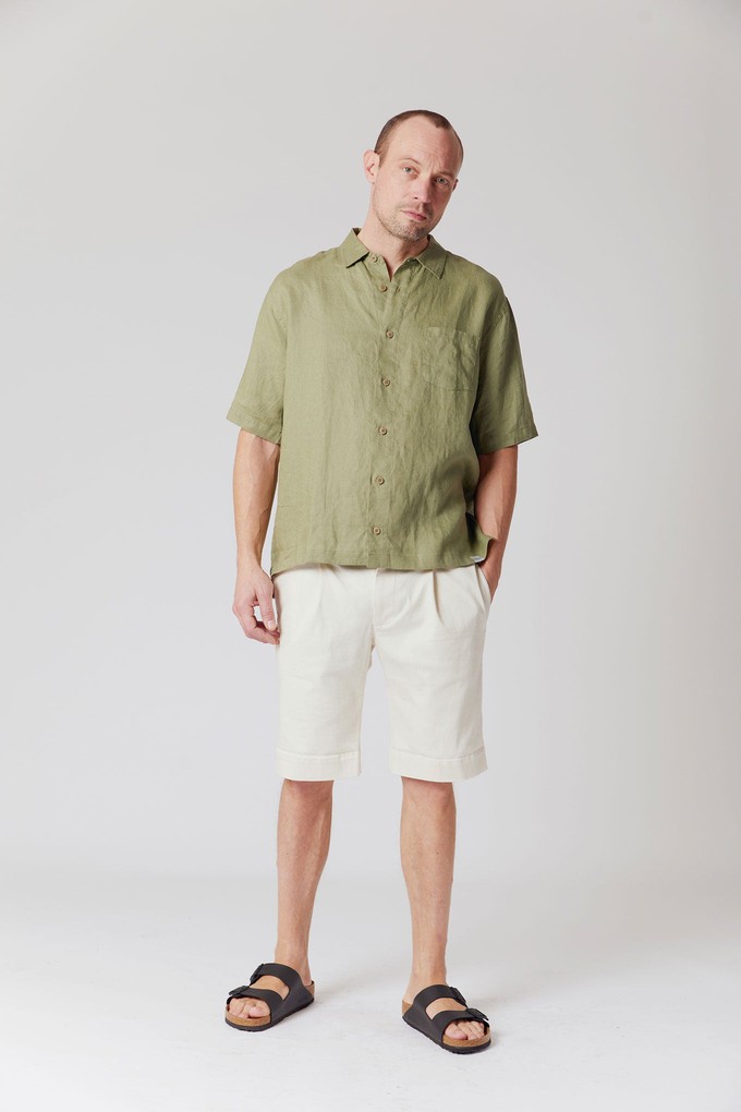 DINGWALLS Organic Linen Shirt Sage Khaki from KOMODO