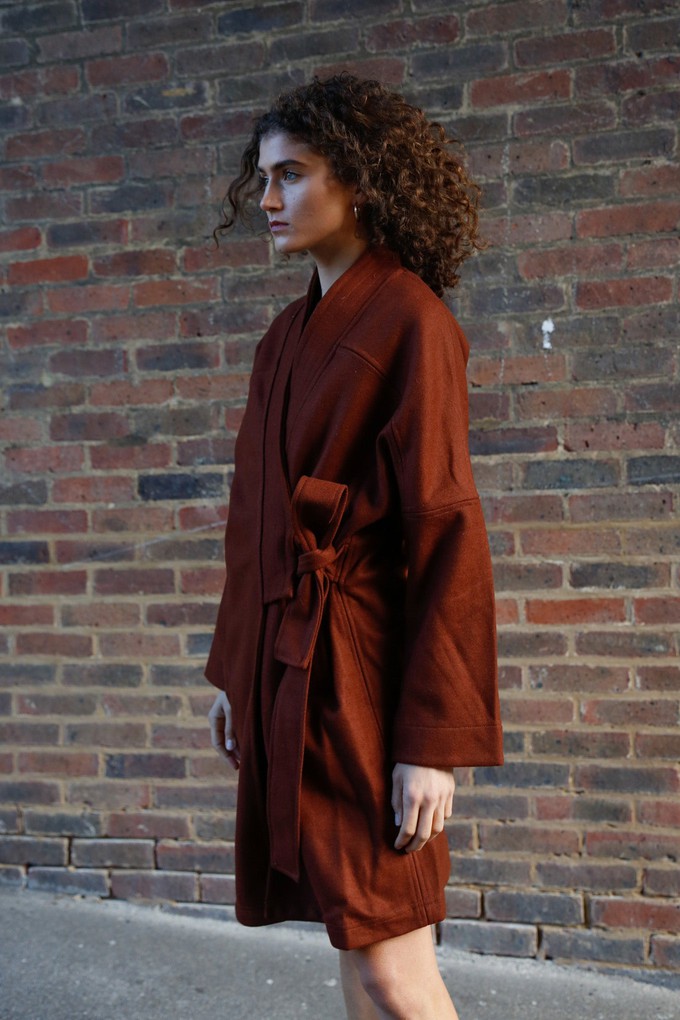 KAIA - Wool Blend Twill Coat Chestnut from KOMODO