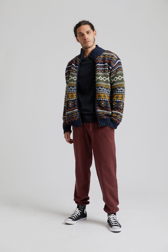 FAIR ISLE - Mens Fleece Lined Wool Jacket Navy from KOMODO